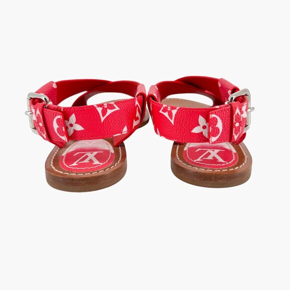 Louis Vuitton Palma Flat Sandals Size 37.5 US 7.5 Pink Ombre LV Criss Cross - Picture 7 of 16